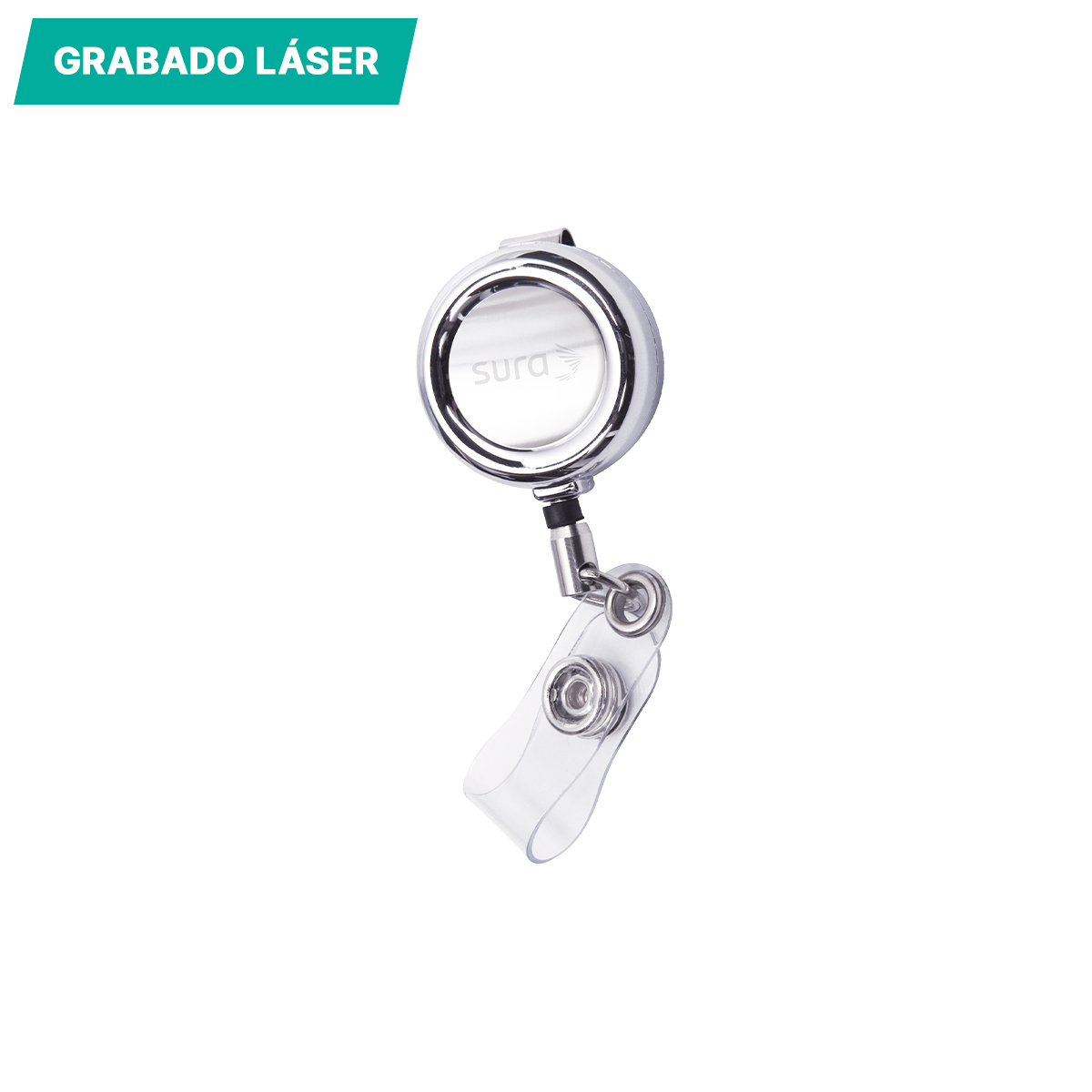 Porta gafete metálico. - Vista 2