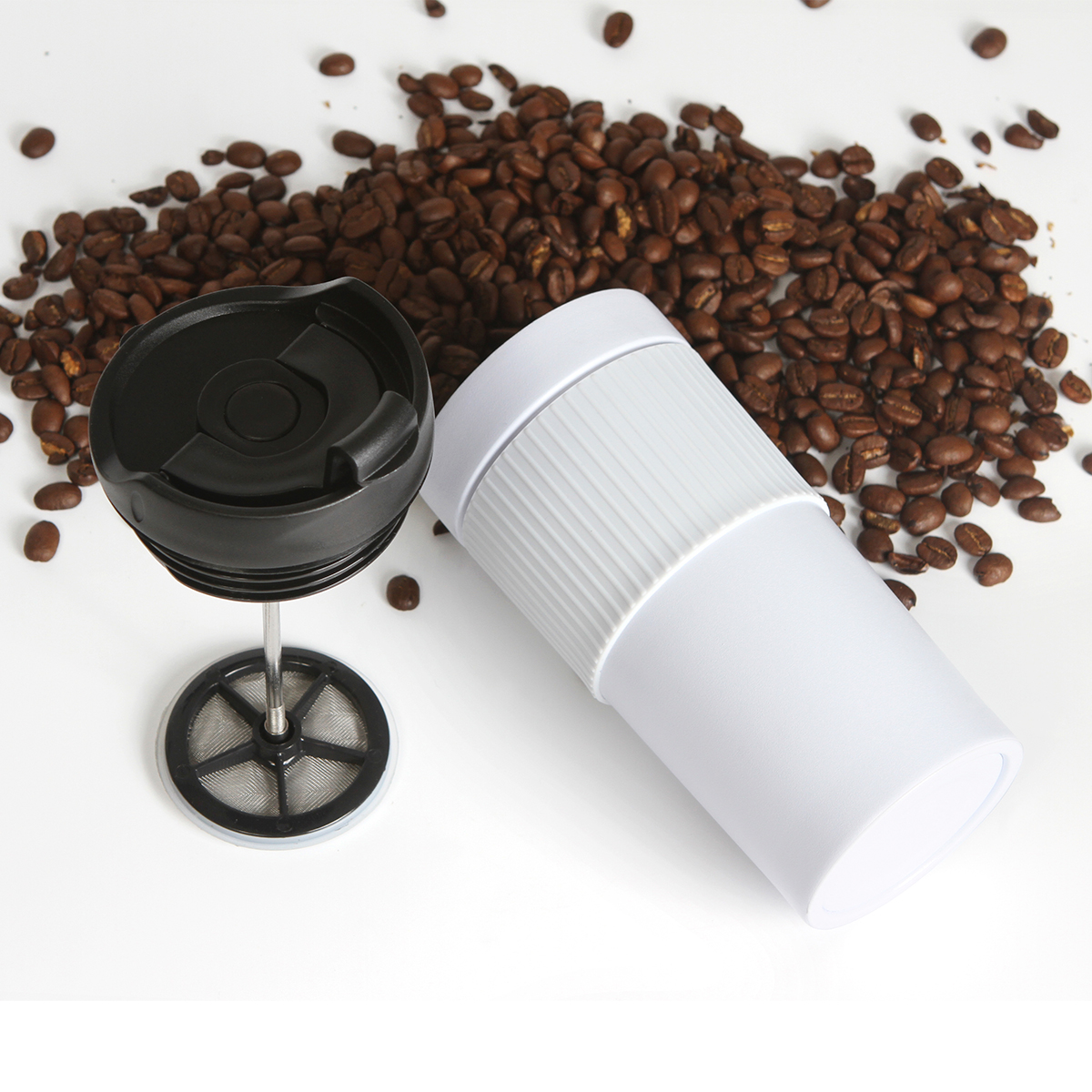 Termo con Prensa Depok. - Artículos Promocionales MAS RECIO